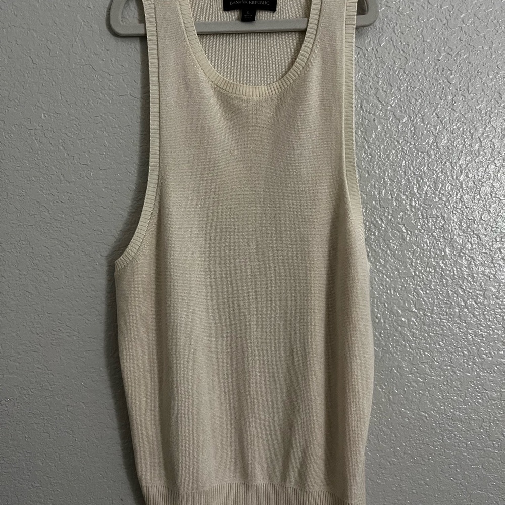 Banana Republic Cream Knit Tank Top, Sleeveless